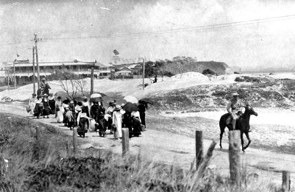 The first batch of young women is escorted to a quarantine camp at Shark Bay. The first batch of young women is escorted to a quarantine camp at Shark Bay.